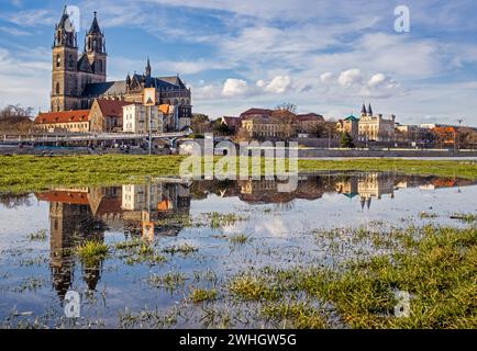 Bilder aus der Magdeburger Hauptstadt Sachsen-Anhalt Stockfoto