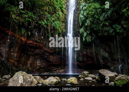 25 Fontes Wasserfall und Quellen in Rabacal, portugiesische Insel Medeira Stockfoto