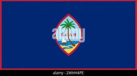 Flagge von Guam. Offizielles Symbol des organisierten, nicht eingemeindeten Territoriums der Vereinigten Staaten. 3D-Anzeige Stockfoto