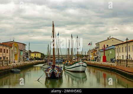 Hafen in der Stadt Cesenatico in der Emilia Romagna in Italien Stockfoto