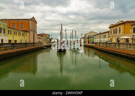 Hafen in der Stadt Cesenatico in der Emilia Romagna in Italien Stockfoto