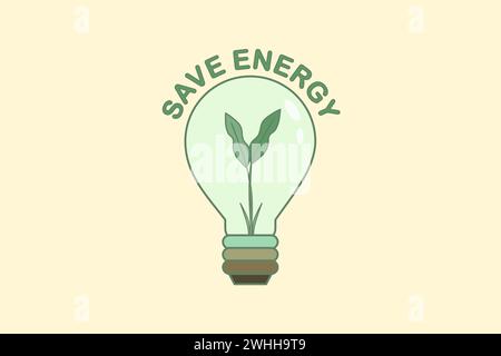 Energiesparlampe. Grüne Energie. Öko-Glühlampe. Vektorabbildung. Stock Vektor