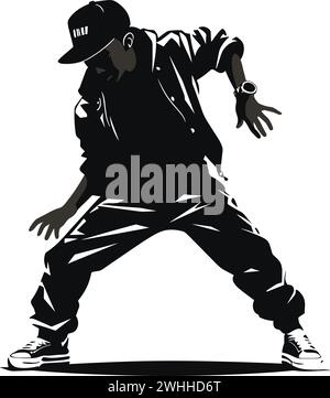 Hip-Hop Dance Battle Silhouette Vektor für Urban Dance Wettbewerbe und Festivals Stock Vektor