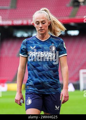 Amsterdam, Niederlande. Februar 2024. Amsterdam - Cheyenne van den Goorbergh von Feyenoord V1 während des Spiels zwischen Ajax V1 und Feyenoord V1 in der Johan Cruijff Arena am 10. Februar 2024 in Amsterdam, Niederlande. Credit: Box to Box Pictures/Alamy Live News Stockfoto