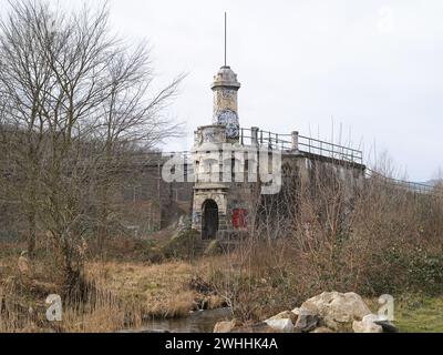 Hochwasserschutzanlage Hadersdorf, 1140 Wien, Februar 2024 Stockfoto