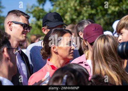 Katalin Novák, Präsident der Republik Ungarn, bei einer Presseveranstaltung am 29. September. 2023. Pakozd, Ungarn Stockfoto