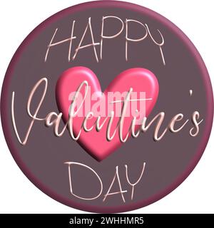 3D Heart Happy Valentine's Day Stock Vektor
