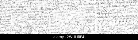 Handgeschriebene Formeln Hintergrund.Schulhintergrund in Chemie .Buchstaben und Zahlen. Stock Vektor