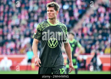 Berlin, Deutschland. Februar 2024. Berlin, Deutschland. 10. Februar 2024: Kevin Behrens (17) vom VfL Wolfsburg während des Spiels Bundesliga - 1.FC Union Berlin gegen VfL Wolfsburg - an der Alten Försterei. Berlin, Deutschland. (Ryan Sleiman /SPP) Credit: SPP Sport Press Photo. /Alamy Live News Stockfoto
