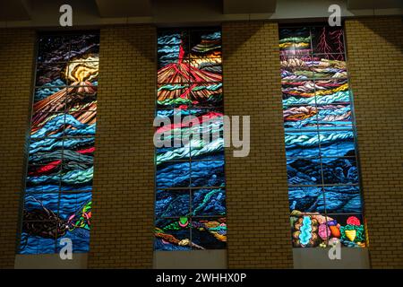 The Creation Windows, St Monicas Cathedral, Cairns, Queensland, Australien Stockfoto