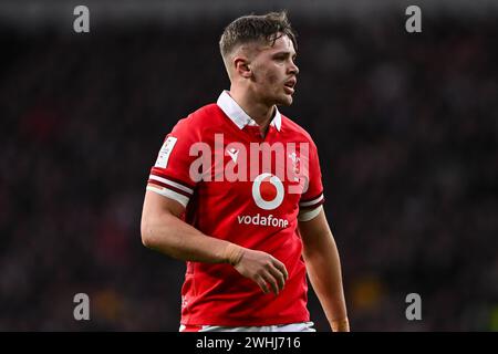 Alex Mann of Wales beim Guinness 6 Nations Spiel England gegen Wales 2024 im Twickenham Stadium, Twickenham, Vereinigtes Königreich, 10. Februar 2024 (Foto: Craig Thomas/News Images) Stockfoto