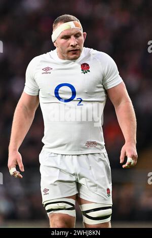 Sam Underhill of England während des Guinness 6 Nations Matches England gegen Wales 2024 im Twickenham Stadium, Twickenham, Vereinigtes Königreich, 10. Februar 2024 (Foto: Craig Thomas/News Images) in, am 10. Februar 2024. (Foto: Craig Thomas/News Images/SIPA USA) Credit: SIPA USA/Alamy Live News Stockfoto