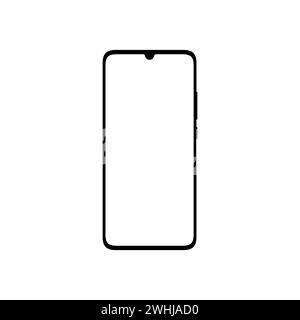 Telefonsymbol. Smartphone umreißen. Schwarzes Mobiltelefon isoliert auf weißem Hintergrund. Silhouette Smart Mobile. Leeres flaches Drahtmodell. Tragbarer mobiler Rahmen Stock Vektor