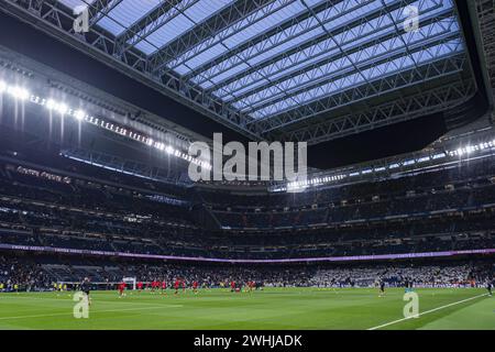 Madrid, Spanien. Februar 2024. Eine allgemeine Ansicht des Bernabeu-Stadions vor dem Fußballspiel La Liga EA Sports 2023/24 zwischen Real Madrid und Girona Madrid in Madrid, Spanien. Quelle: Unabhängige Fotoagentur/Alamy Live News Stockfoto