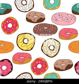 Donuts nahtloses Muster Hintergrund. Vektorabbildung Stock Vektor