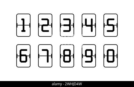 Eine Reihe von Zahlen auf der elektronischen Anzeigetafel. Ein Kontursymbol oder Piktogramm. Eine Vorlage für Website-Design, Anwendungen und kreative Ideen. Flacher STYLE Stock Vektor