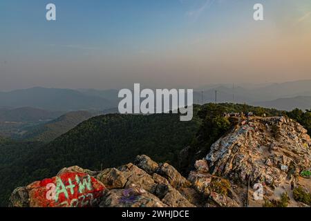 Blick vom Bell Mountain in der Nähe von Hiawassee in Georgia bei Sonnenuntergang Stockfoto