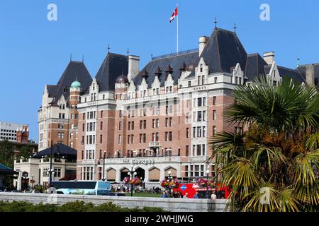 Victoria, British Columbia, Kanada - 27. Juli 2018 - Fassade des Fairmont Empress Hotels in Victoria, British Columbia, Kanada. Stockfoto