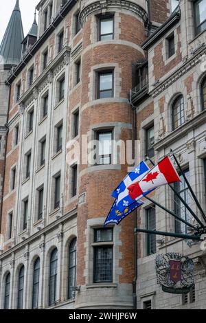 Quebec, Kanada - 11. August 2023 - das Frontenac Castle (Fairmount Hotel) in der alten Stadt Quebec, Kanada. Stockfoto