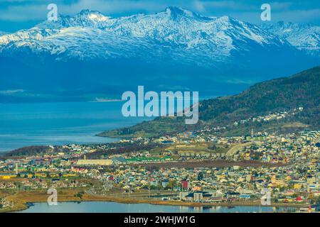 Ushuaia Stadt aus der Vogelperspektive, tierra del fuego, argentinien Stockfoto