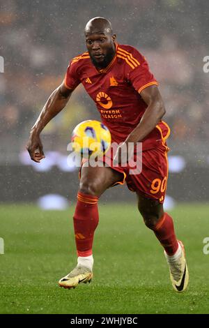 Rom, Italien. Februar 2024. Romelu Lukaku von AS Roma während des Fußballspiels der Serie A zwischen AS Roma und FC Internazionale im Olimpico-Stadion in Rom (Italien), 10. Februar 2024. Quelle: Insidefoto di andrea staccioli/Alamy Live News Stockfoto