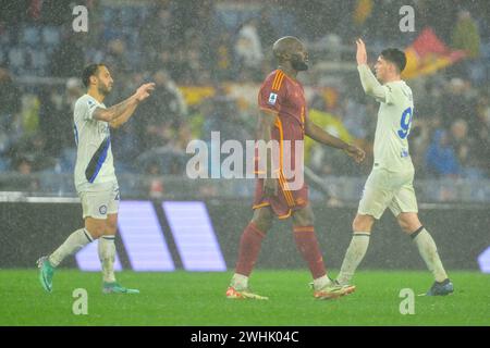 Roma, Italien. Februar 2024. Foto Fabrizio Corradetti/LaPresse 10 Febbraio 2024 Roma, Italia - AS Roma vs. FC Internazionale - Campionato italiano di calcio Serie A TIM 2023/2024 - Stadio Olimpico. Nella Foto: Romelu Lukaku (AS Roma); 10. Februar 2024 Rom, Italien - AS Roma vs. FC Internazionale - italienische Fußballmeisterschaft der Serie A 2023/2024 - Olympiastadion. Auf dem Foto: LaPresse/Alamy Live News Stockfoto