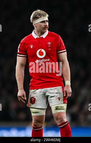 Aaron Wainwright of Wales während des Guinness 6 Nations Matches England gegen Wales 2024 im Twickenham Stadium, Twickenham, Vereinigtes Königreich, 10. Februar 2024 (Foto: Craig Thomas/News Images) Stockfoto