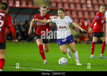 London, England. Februar 2024. Kit Graham von Tottenham Hotspur erzielte ein Tor während des FA Cup-Spiels der Frauen zwischen Tottenham Hotspur und Charlton Athletic in der Brisbane Road. Quelle: Alexander Canillas/Alamy Live News Stockfoto