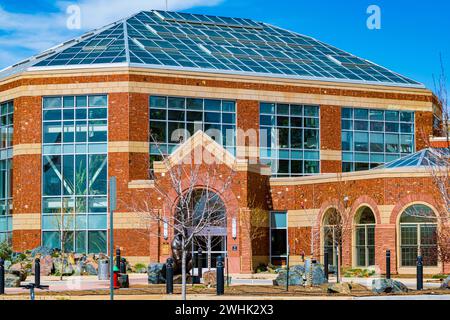 Ein gemeinnütziger solarbeheizter Gewächshauspark in Cheyenne, Wyoming Stockfoto