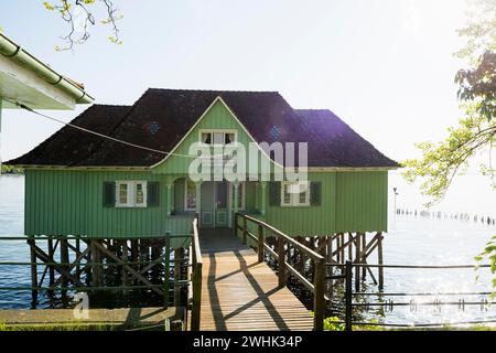 Aeschacher Bad, Badehaus, historisches Pfahlhaus, Lindau, Bodensee, Bayern, Deutschland Stockfoto