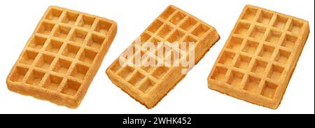 Belgische Waffeln isoliert auf weißem Hintergrund Stockfoto
