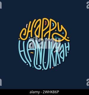 Glückliche Hanukkah Vektor Hand gezeichnete bunte Buchstaben Illustration. Typografie-Design zur Feier traditioneller religiöser Feste. Jüdischer Feiertag Stock Vektor