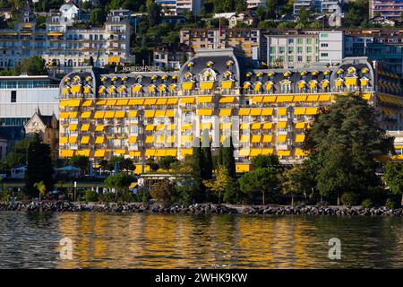 Montreux am Genfer See, Reise, Urlaub, Hotel, Grand Hotel, Alpen, Sommer, Kanton, Stadt, Stadtbild, Tourismus, Waadt, Schweiz Stockfoto