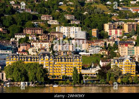 Montreux am Genfer See, Reise, Urlaub, Hotel, Grand Hotel, Alpen, Sommer, Kanton, Stadt, Stadtbild, Tourismus, Waadt, Schweiz Stockfoto