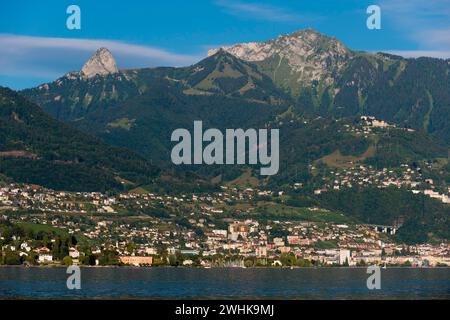 Montreux am Genfer See, Reise, Urlaub, Hotel, Alpen, Sommer, Kanton, Stadt, Stadtbild, Tourismus, Waadt, Schweiz Stockfoto