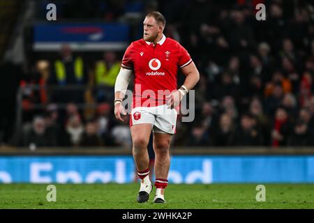 Corey Domachowski aus Wales während des Guinness 6 Nations Matches England gegen Wales 2024 im Twickenham Stadium, Twickenham, Vereinigtes Königreich, 10. Februar 2024 (Foto: Craig Thomas/News Images) Stockfoto