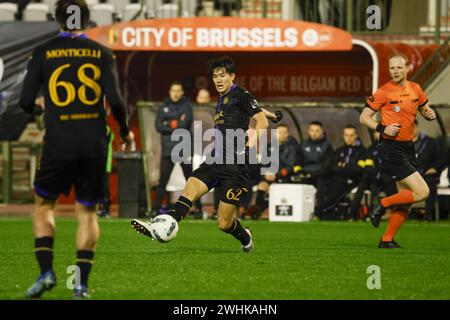 Brüssel, Belgien Februar 2024. Die Abbildung zeigt ein Fußballspiel zwischen RSCA Futures (U21) und RFC Seraing am Samstag, den 10. Februar 2024 in Brüssel, am 21/30. Tag der zweiten Liga der Challenger Pro League 2023-2024 der belgischen Meisterschaft. BELGA FOTO NICOLAS MAETERLINCK Credit: Belga News Agency/Alamy Live News Stockfoto