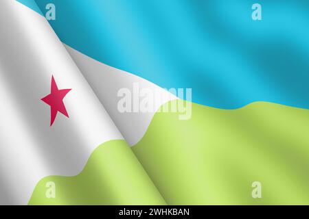 Dschibuti wingende Flagge 3D Illustration Wind Welligkeit Stockfoto