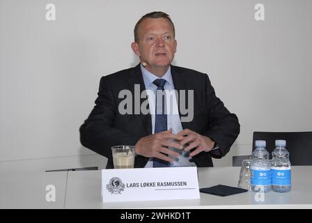 COPENAHGEN /DÄNEMARK 19. Juni 2015  Lars Lokke Rasmussen Opposition und Verleumdungsführer trifft nach Wahlabenden beim Presseessen des National Press Club ein Stockfoto