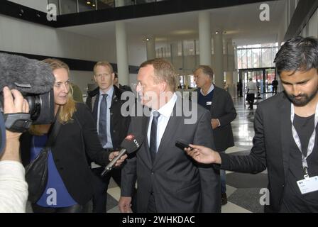 COPENAHGEN /DÄNEMARK 19. Juni 2015  Lars Lokke Rasmussen Opposition und Verleumdungsführer trifft nach Wahlabenden beim Presseessen des National Press Club ein Stockfoto