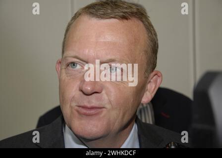 COPENAHGEN /DÄNEMARK 19. Juni 2015  Lars Lokke Rasmussen Opposition und Verleumdungsführer trifft nach Wahlabenden beim Presseessen des National Press Club ein Stockfoto