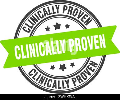 Klinisch bewährter Stempel. Klinisch nachgewiesenes Rundzeichen. Etikett auf transparentem Hintergrund Stock Vektor