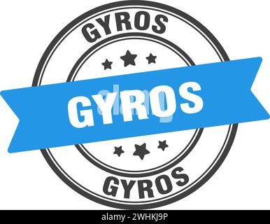 Gyros-Stempel. Rundes Kreisel-Schild. Etikett auf transparentem Hintergrund Stock Vektor