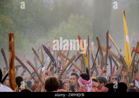 Batalla entre moros y cristianos Stockfoto