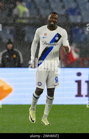 Stadio Olimpico, Rom, Italien. Februar 2024. Fußball der Serie A; Roma gegen Inter Mailand; Marcus Thuram vom FC Internazionale Mailand Credit: Action Plus Sports/Alamy Live News Stockfoto