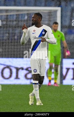 Stadio Olimpico, Rom, Italien. Februar 2024. Fußball der Serie A; Roma gegen Inter Mailand; Marcus Thuram vom FC Internazionale Mailand Credit: Action Plus Sports/Alamy Live News Stockfoto