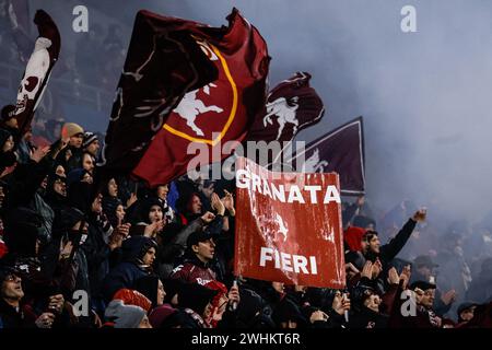 Reggio Emilia, Italien. Februar 2024. Fans von Torino während des US Sassuolo vs Torino FC, italienisches Fußball Serie A Spiel in Reggio Emilia, Italien, 10. Februar 2024 Credit: Independent Photo Agency/Alamy Live News Stockfoto