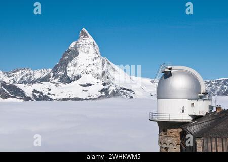 Schweiz, Blick auf das Matterhorn, Zermatt, Matterhorn, Zermatt, Schweiz Stockfoto