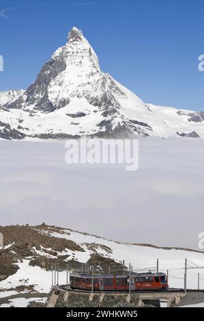 Schweiz, Blick auf das Matterhorn, Zermatt, Matterhorn, Zermatt, Schweiz Stockfoto