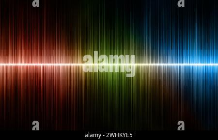 Farbenfrohe rhythmische digitale Schallwelle auf schwarzem Hintergrund Stockfoto